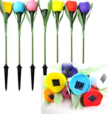 Garden Path Way Solar Power LED Tulip Landscape Flower Lamp Random Color